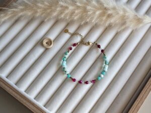 Opal, Rose Quartz, Pink Agate & Imperial Jasper Bracelet