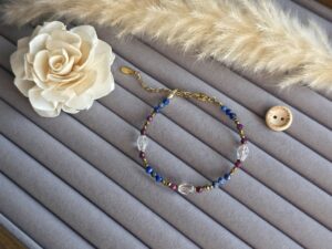 Lapis Lazuli, Garnet & Clear Quartz Bracelet