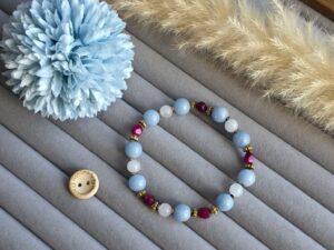 Angelite, Tiger’s Eye & Chalcedony Bracelet