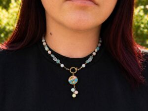 Morganite Necklace with Crab Charm