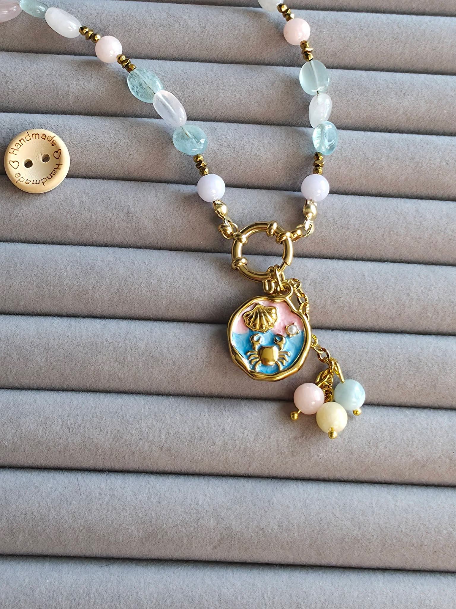 Morganite Necklace with Crab Charm - obrazek 2
