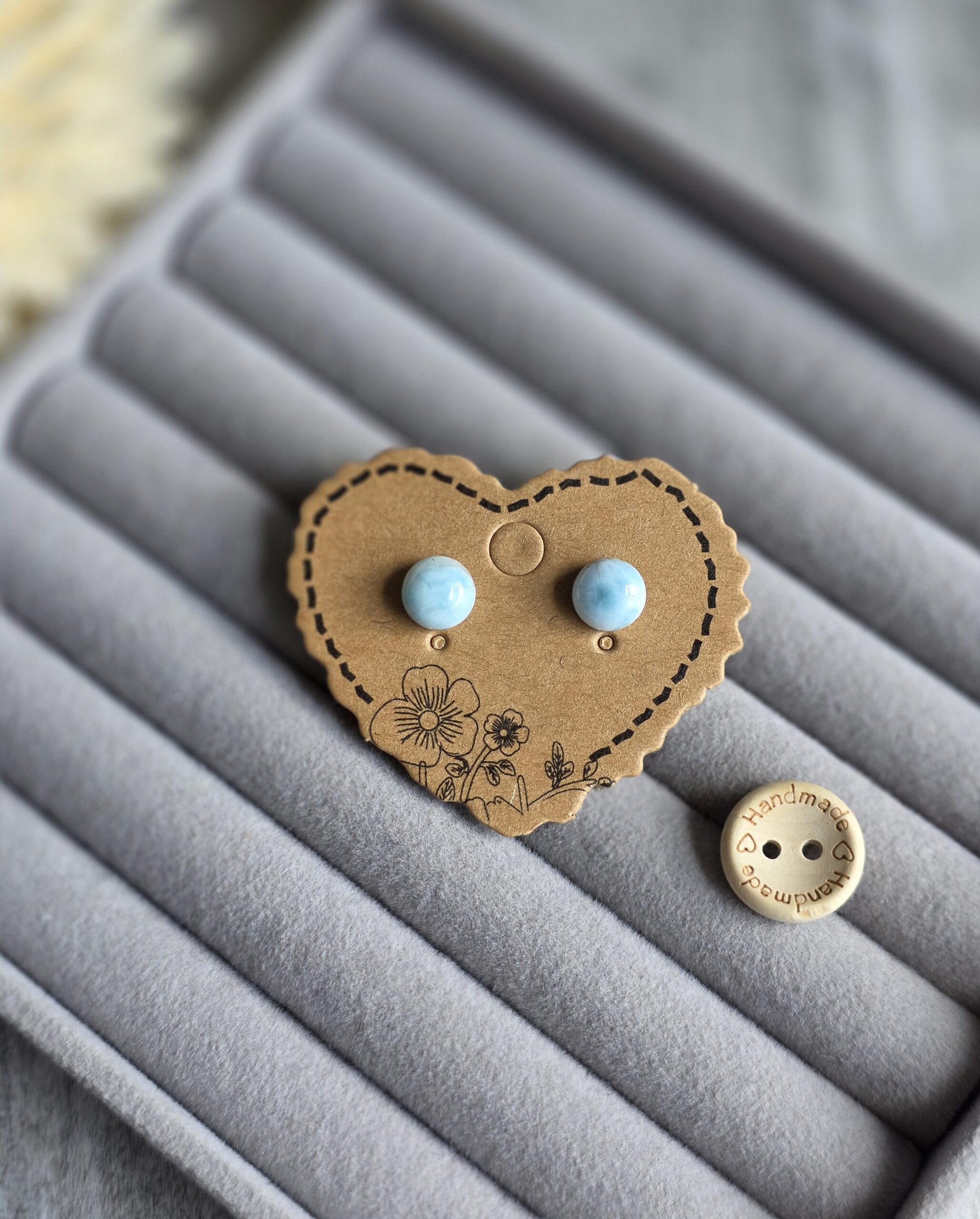 Larimar Stud Earrings – Stainless Steel - obrazek 2