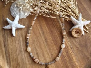 Moonstone & Sunstone Necklace with Luna Moth Pendant