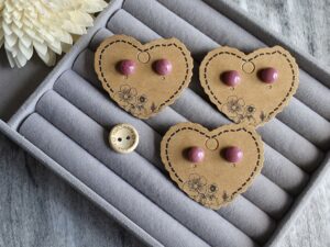 Rhodonite Stud Earrings – Stainless Steel