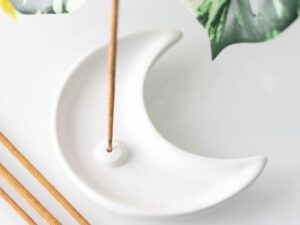 White Crescent Moon Incense Stick Holder