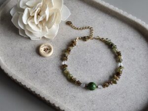 Tsavorite, Diopside & Clear Quartz Bracelet