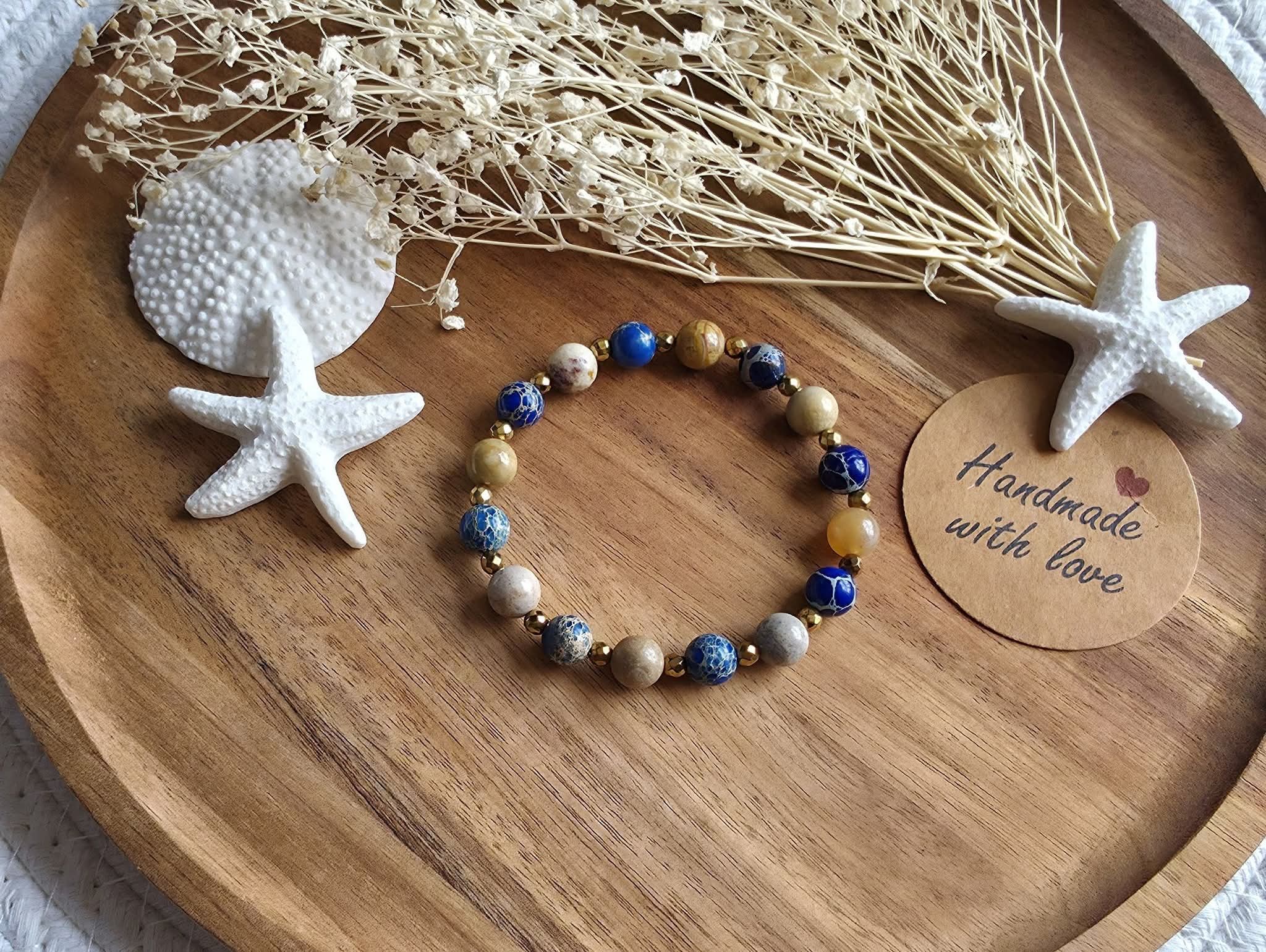 Imperial Jasper & Fossilised Coral Bracelet