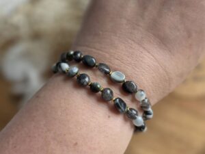 Hawk's Eye & Tourmalinated Quartz Bracelet