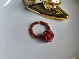 Stretch Red Jasper Rose Ring